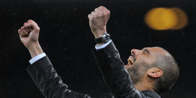 Pep Guardiola arrives at Manchester City