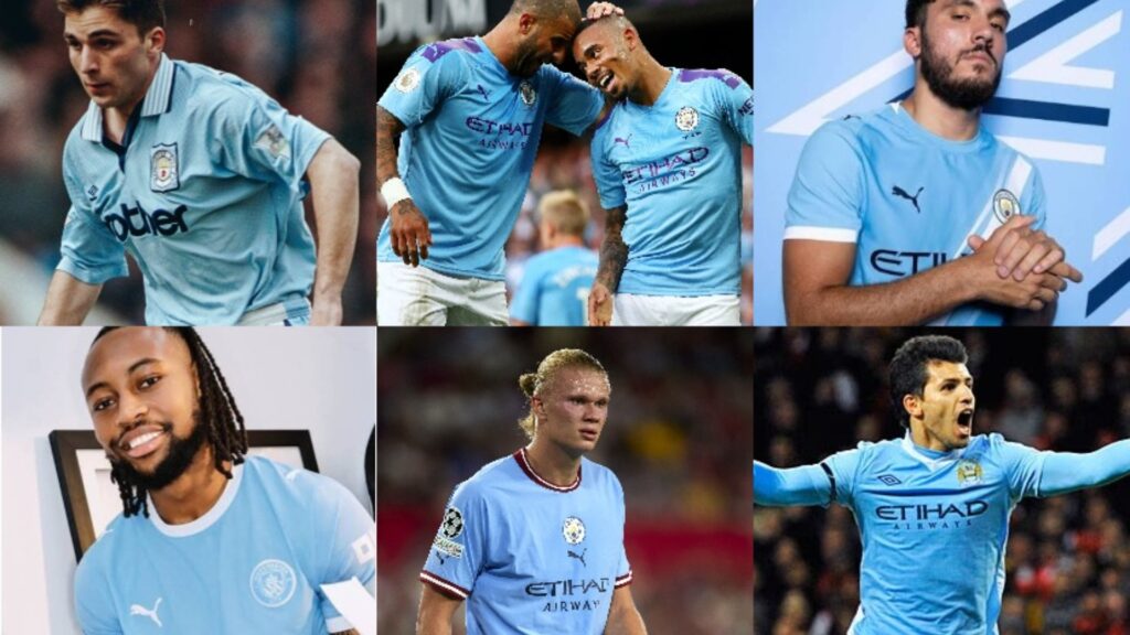 Man City home shirts