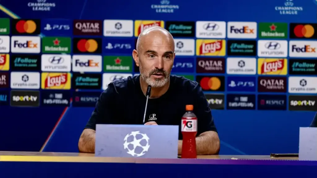 Enzo Maresca Manchester City: Enzo Maresca speaking during a press conference